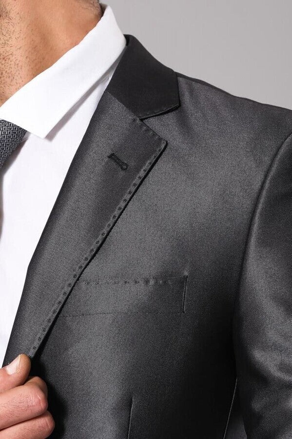 Shiny Charcoal Men's Suit