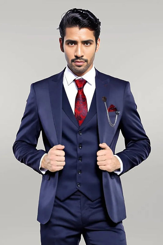 KOALA SYDNEY  Single Button Dark Blue Vested Suit |