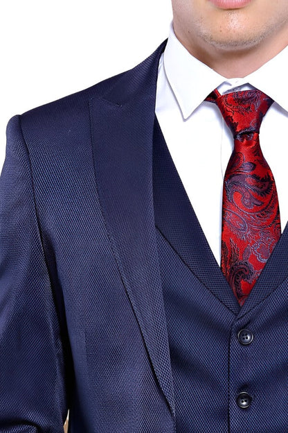 KOALA SYDNEY  Single Button Dark Blue Vested Suit |