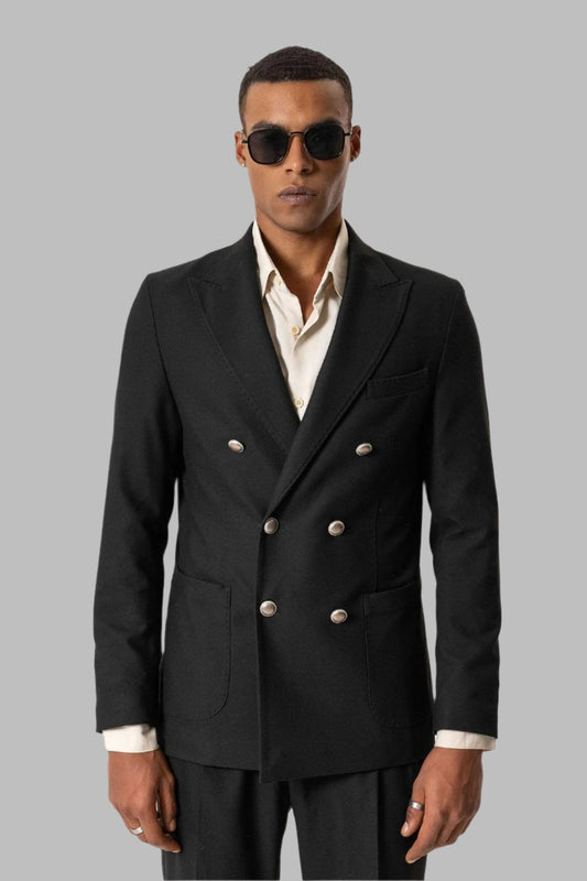 KOALA SYDNEY  Black Unlined Double-Breasted Men's Blazer Jacket