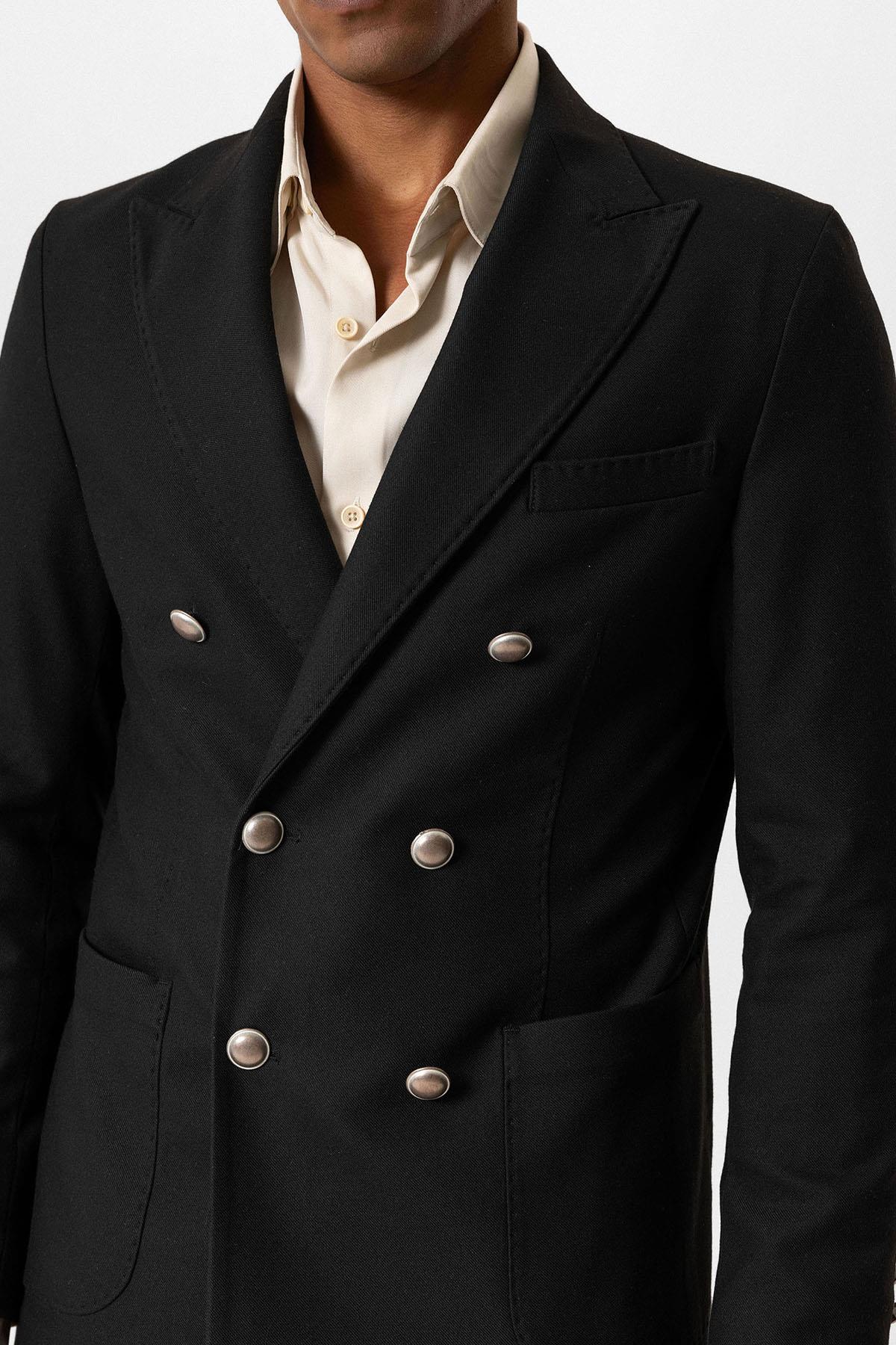 KOALA SYDNEY  Black Unlined Double-Breasted Men's Blazer Jacket
