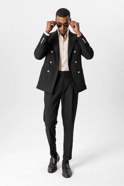 KOALA SYDNEY  Black Unlined Double-Breasted Men's Blazer Jacket