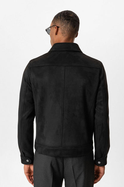 KOALA SYDNEY  Black Crop Fit Suede Men's Jacket -