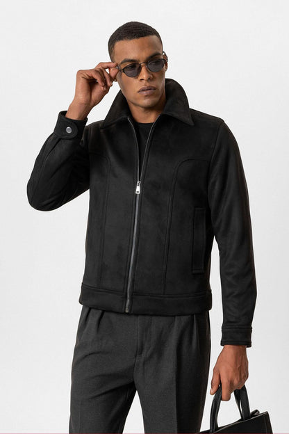KOALA SYDNEY  Black Crop Fit Suede Men's Jacket -