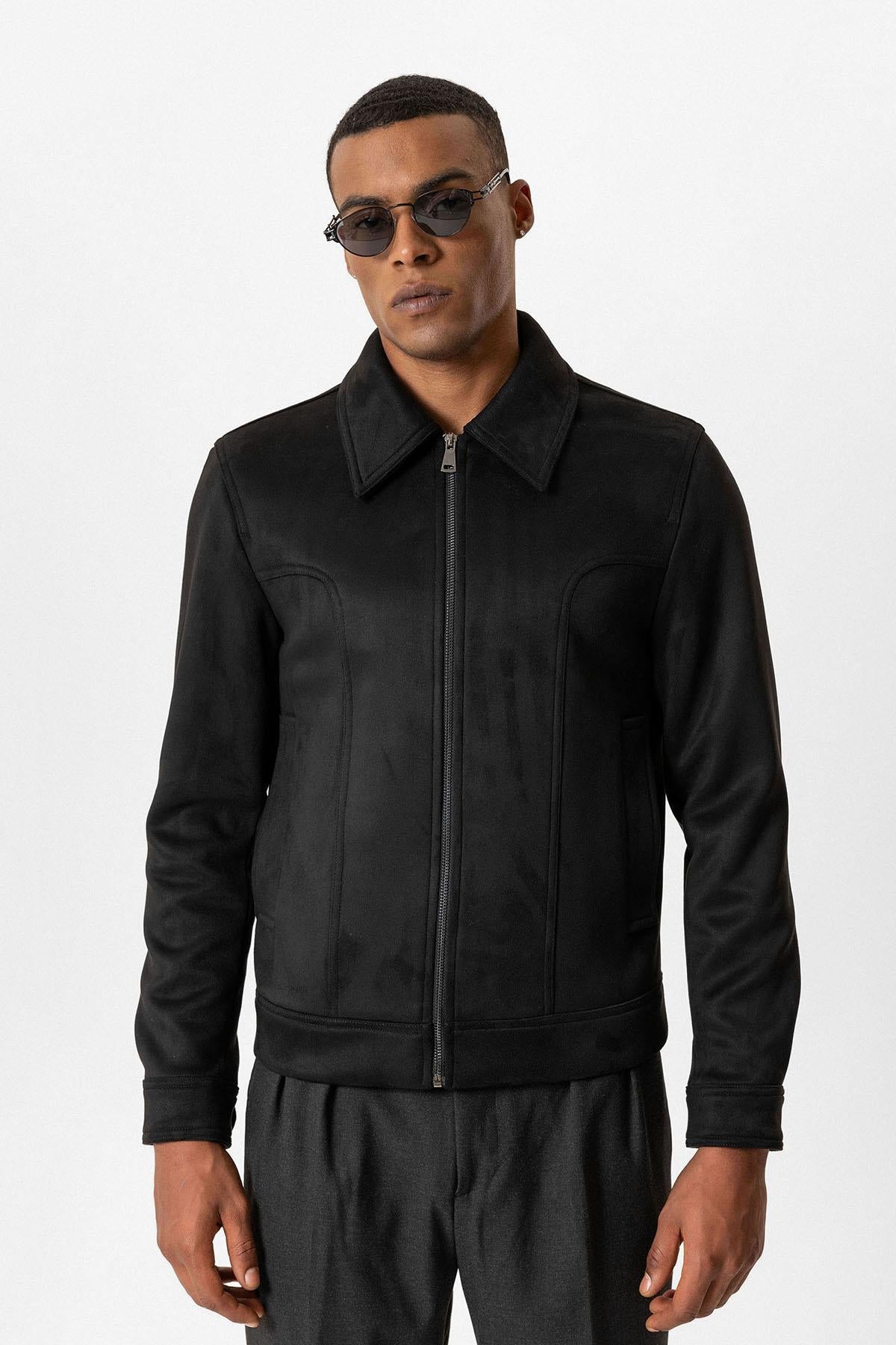 KOALA SYDNEY  Black Crop Fit Suede Men's Jacket -