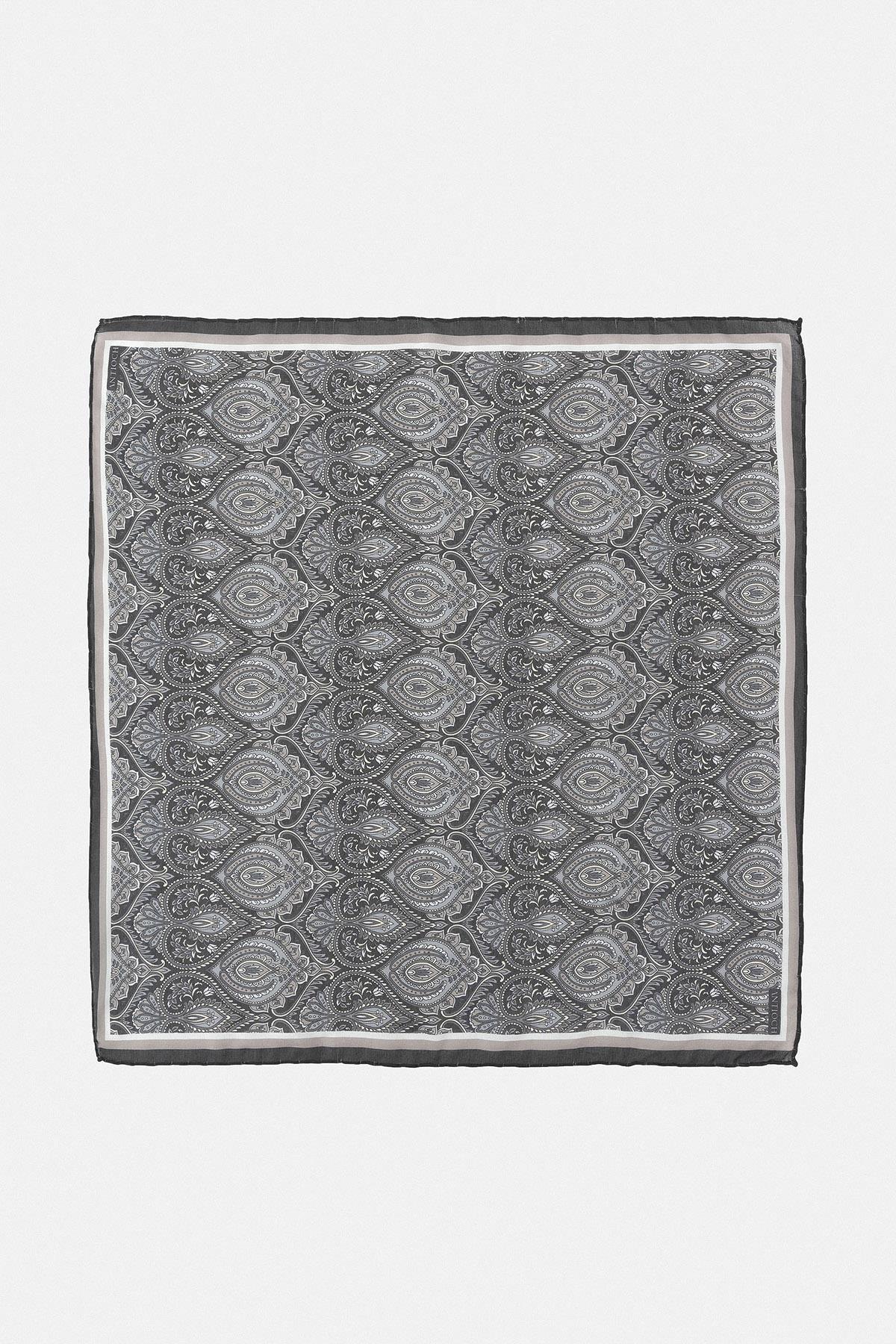 Men's Black Patterned Scarf
