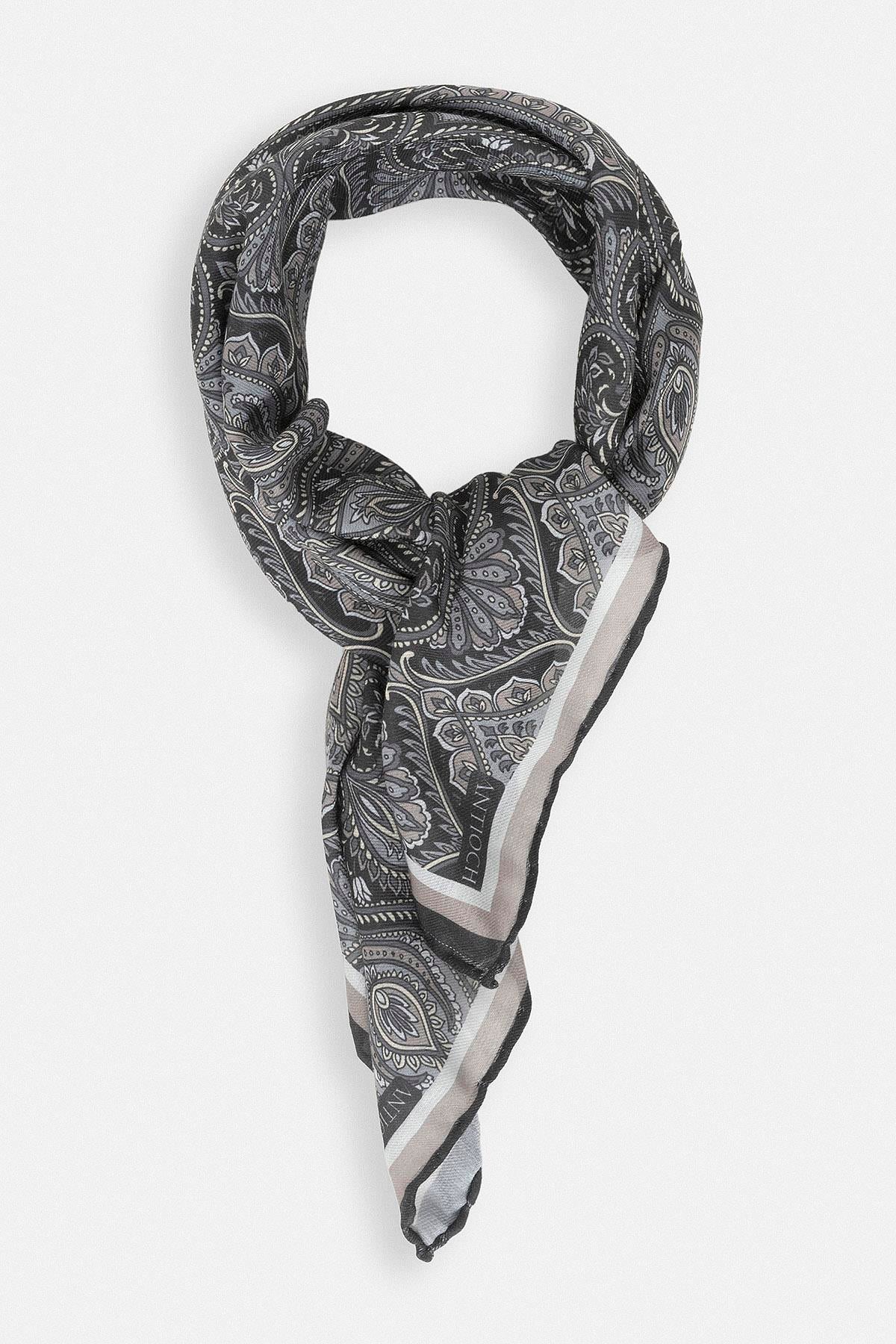 Men's Black Patterned Scarf