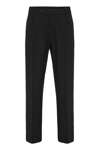 Black Elastic Waist Baggy Men's Trousers