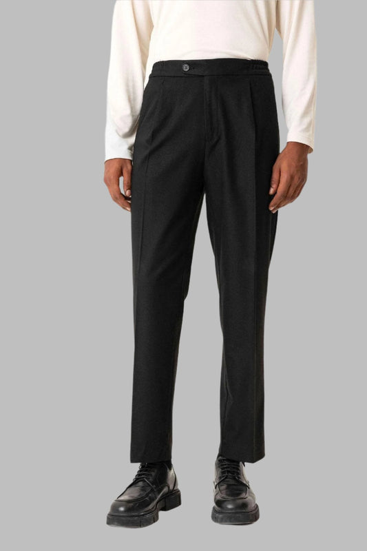 Black Elastic Waist Baggy Men's Trousers