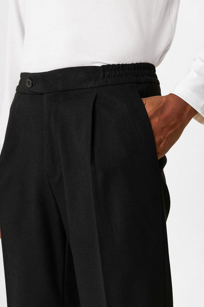 Black Elastic Waist Baggy Men's Trousers