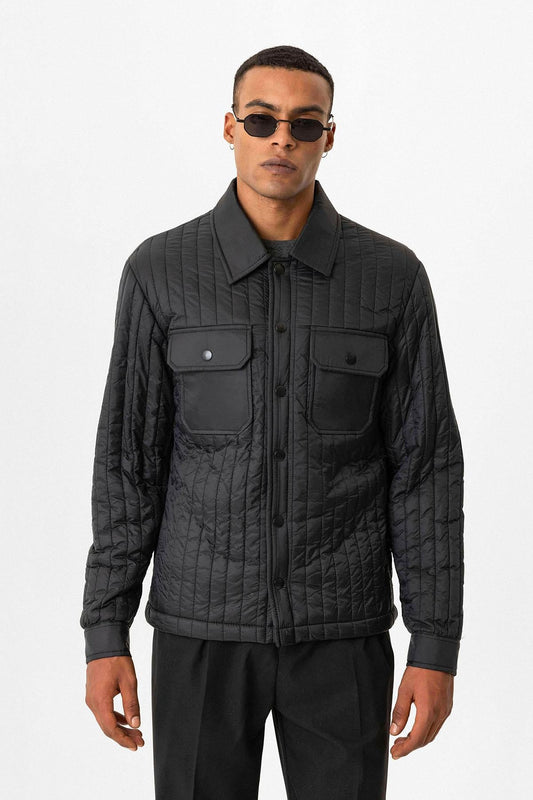 Black Lightweight Quilted Men's Jacket