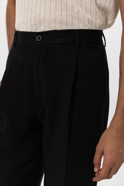 Men's Black Linen Blend Baggy Pants