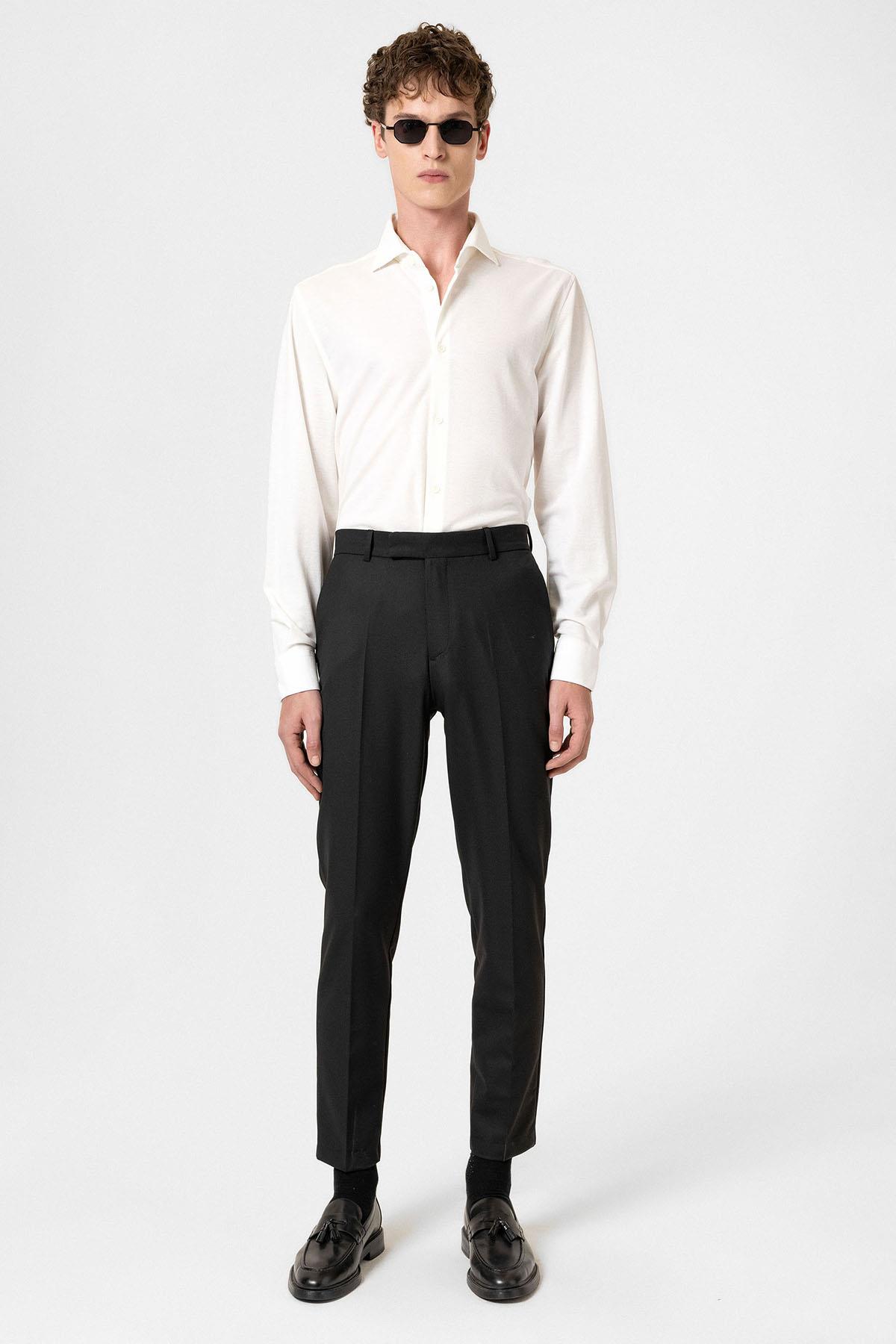 Black High Waisted Classic Men Trousers