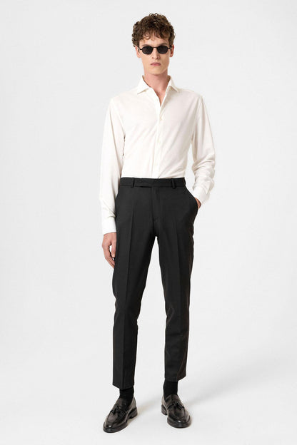 Black High Waisted Classic Men Trousers