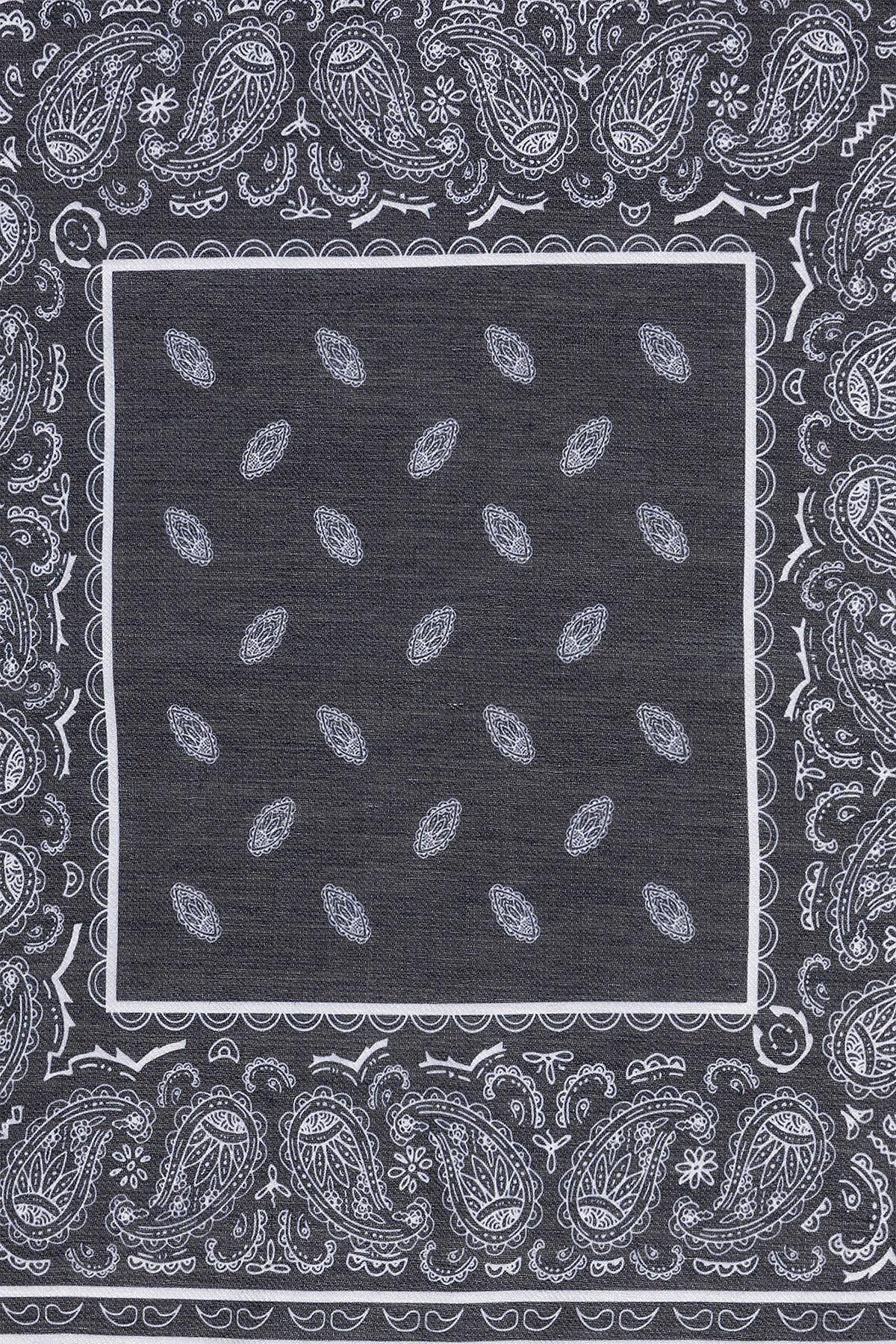 Men's Black Corner Ethnic Patterned Scarf