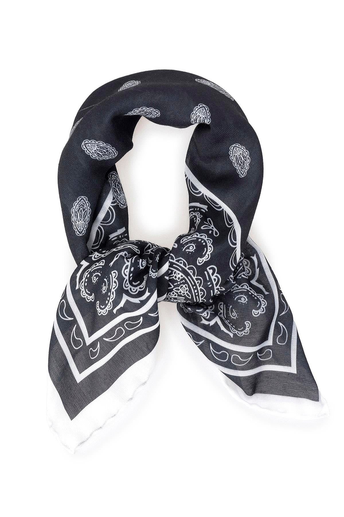Men's Black Corner Ethnic Patterned Scarf