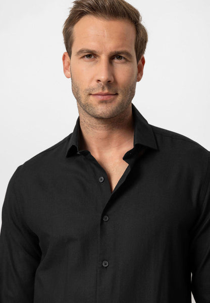KOALA SYDNEY  Black Long-Sleeve Slim Fit Men's Shirt -