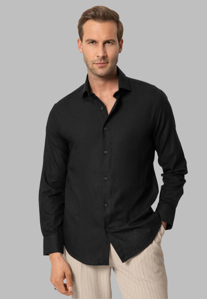KOALA SYDNEY  Black Long-Sleeve Slim Fit Men's Shirt -