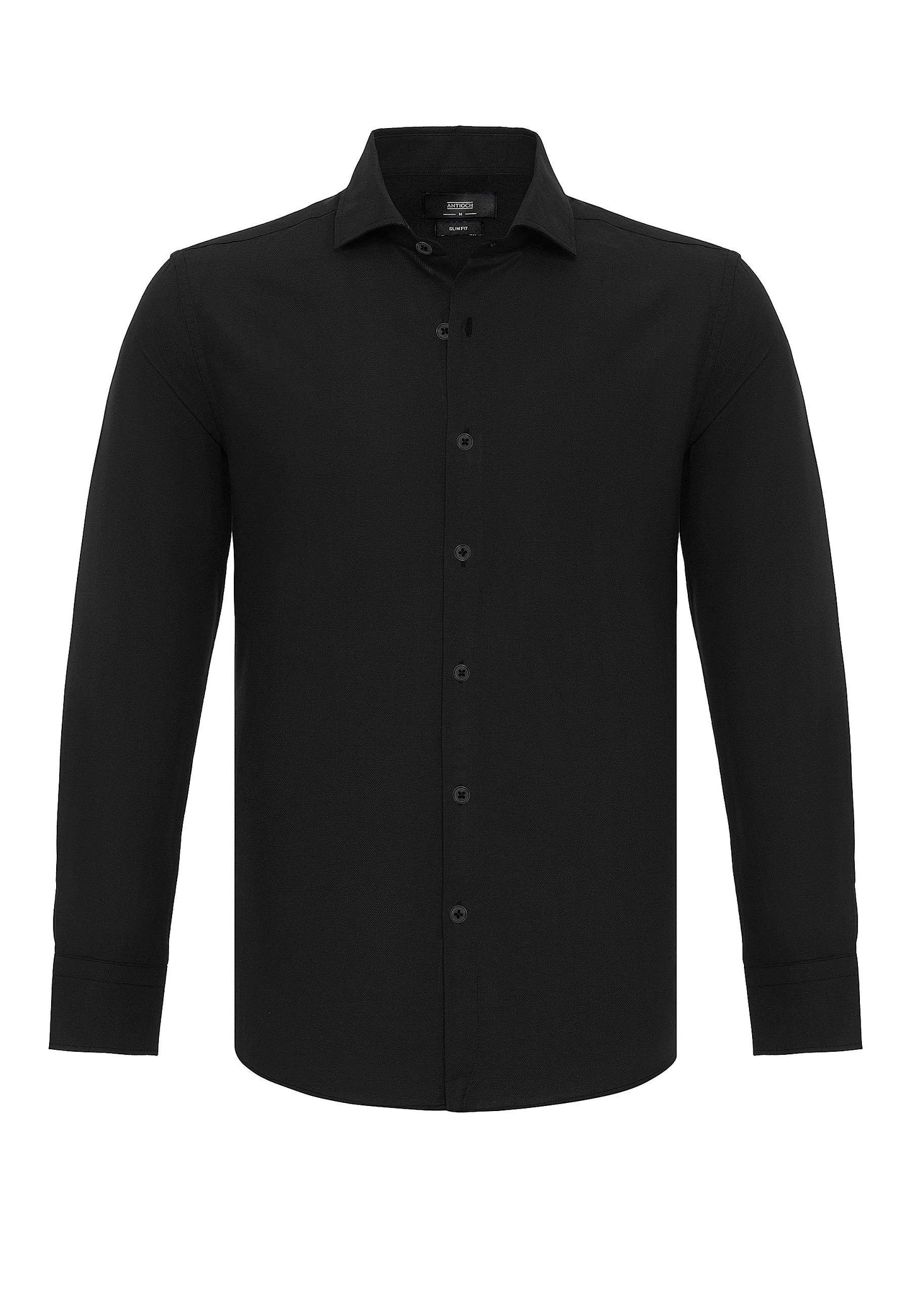 Black Long-Sleeve Slim Fit Men's Shirt