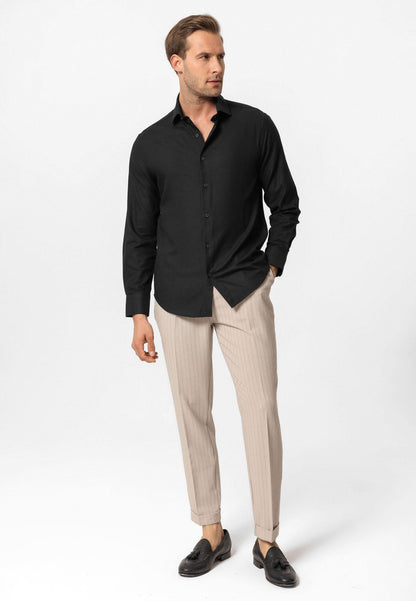 KOALA SYDNEY  Black Long-Sleeve Slim Fit Men's Shirt -