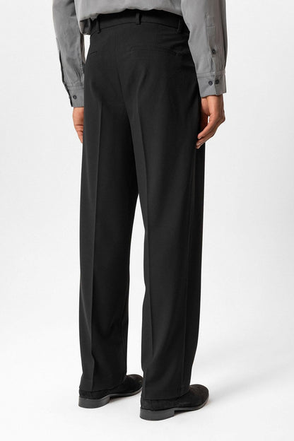 Black High-Waisted Belted Men's Trousers