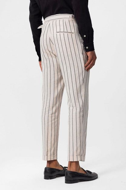 Men's Black High-Waist Linen Blend Pants