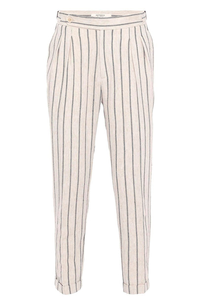 Men's Black High-Waist Linen Blend Pants