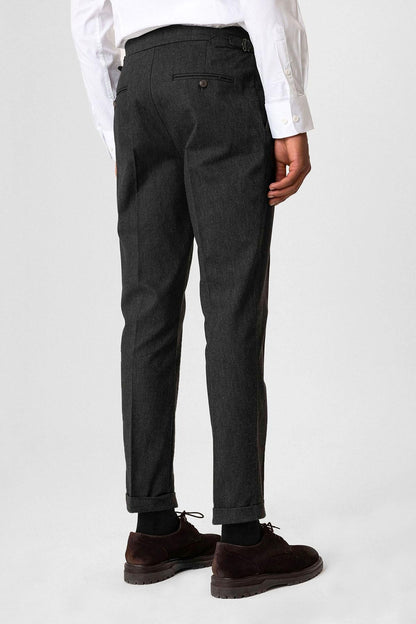 High Waist Pleated Double Leg Men's Trousers
