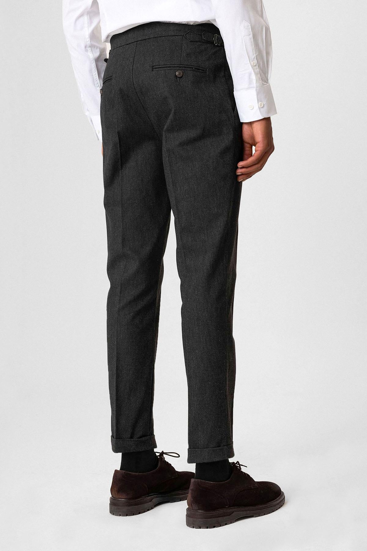 High Waist Pleated Double Leg Men's Trousers