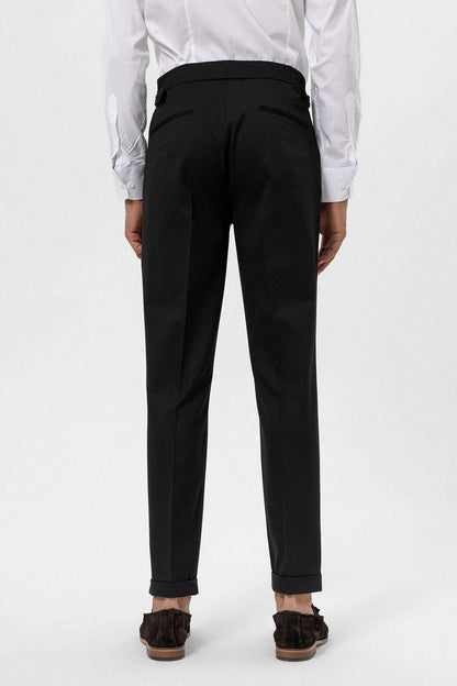 Men's Black High-Waist Regular Fit Pants