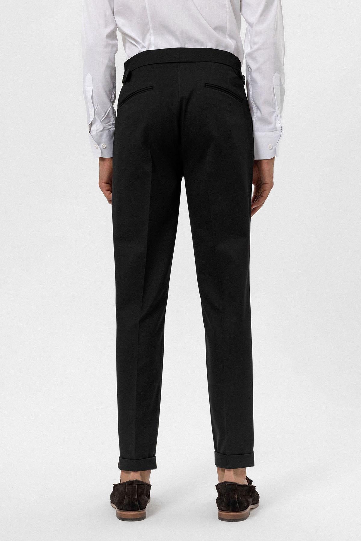 Men's Black High-Waist Regular Fit Pants
