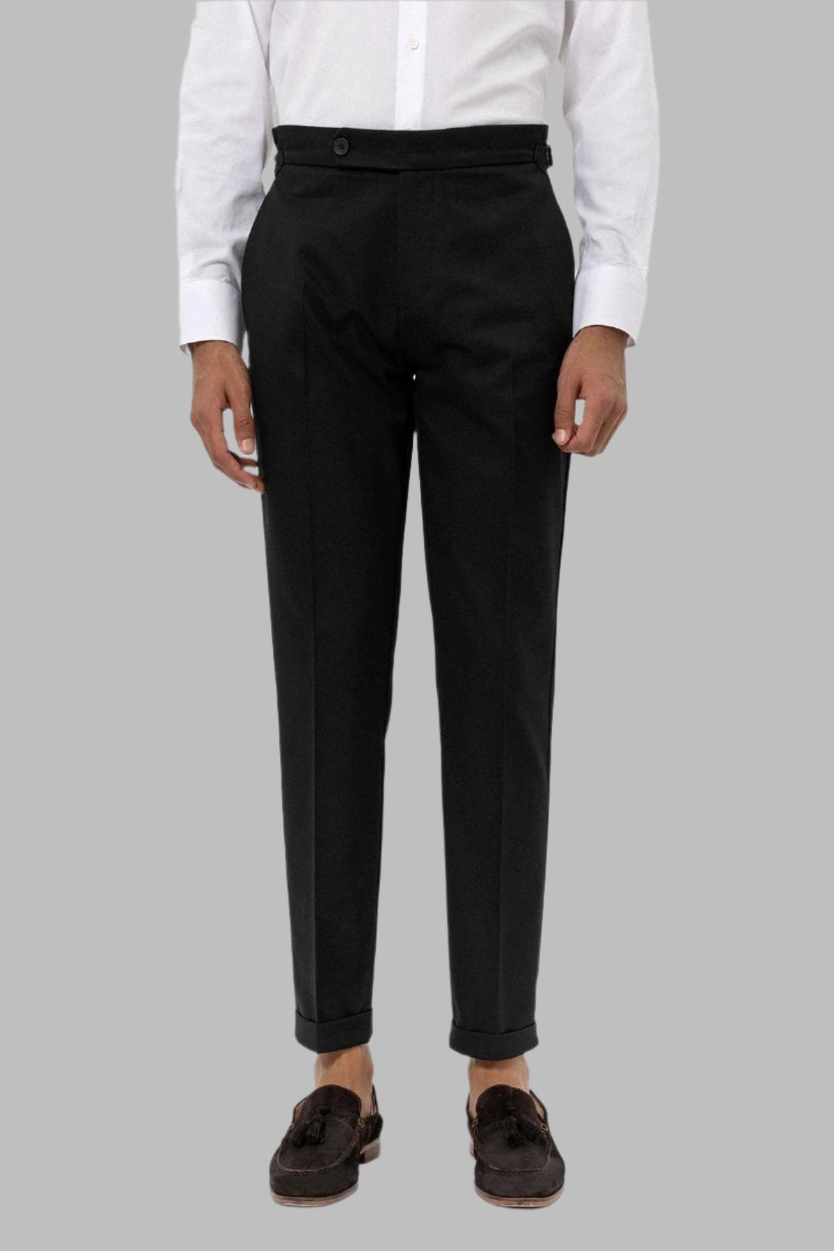 Men's Black High-Waist Regular Fit Pants