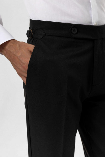 Men's Black High-Waist Regular Fit Pants