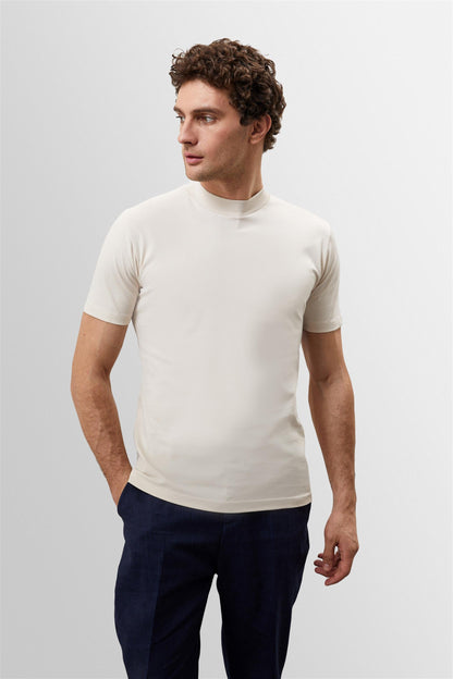 KOALA SYDNEY Men's Beige Slim Fit Basic T-Shirt