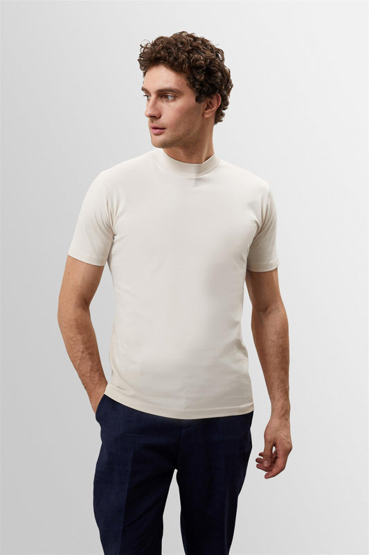 KOALA SYDNEY Men's Beige Slim Fit Basic T-Shirt