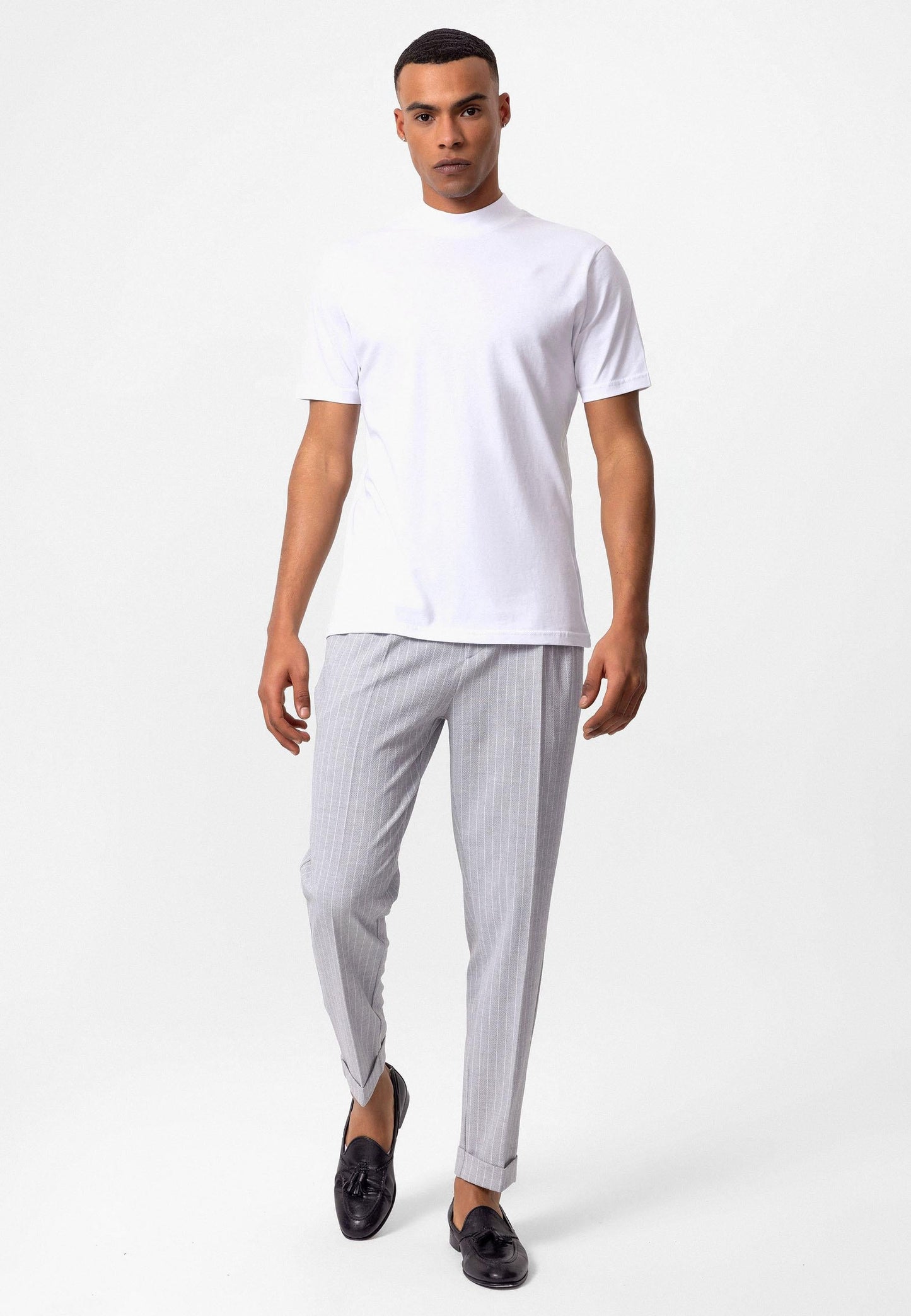 KOALA SYDNEY Men's White Slim Fit Basic T-Shirt