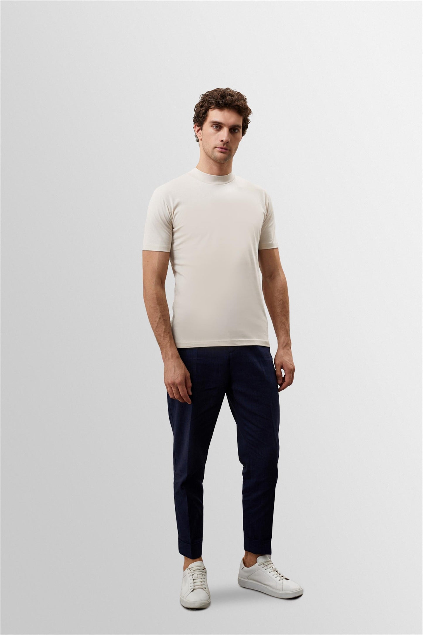 KOALA SYDNEY Men's Beige Slim Fit Basic T-Shirt