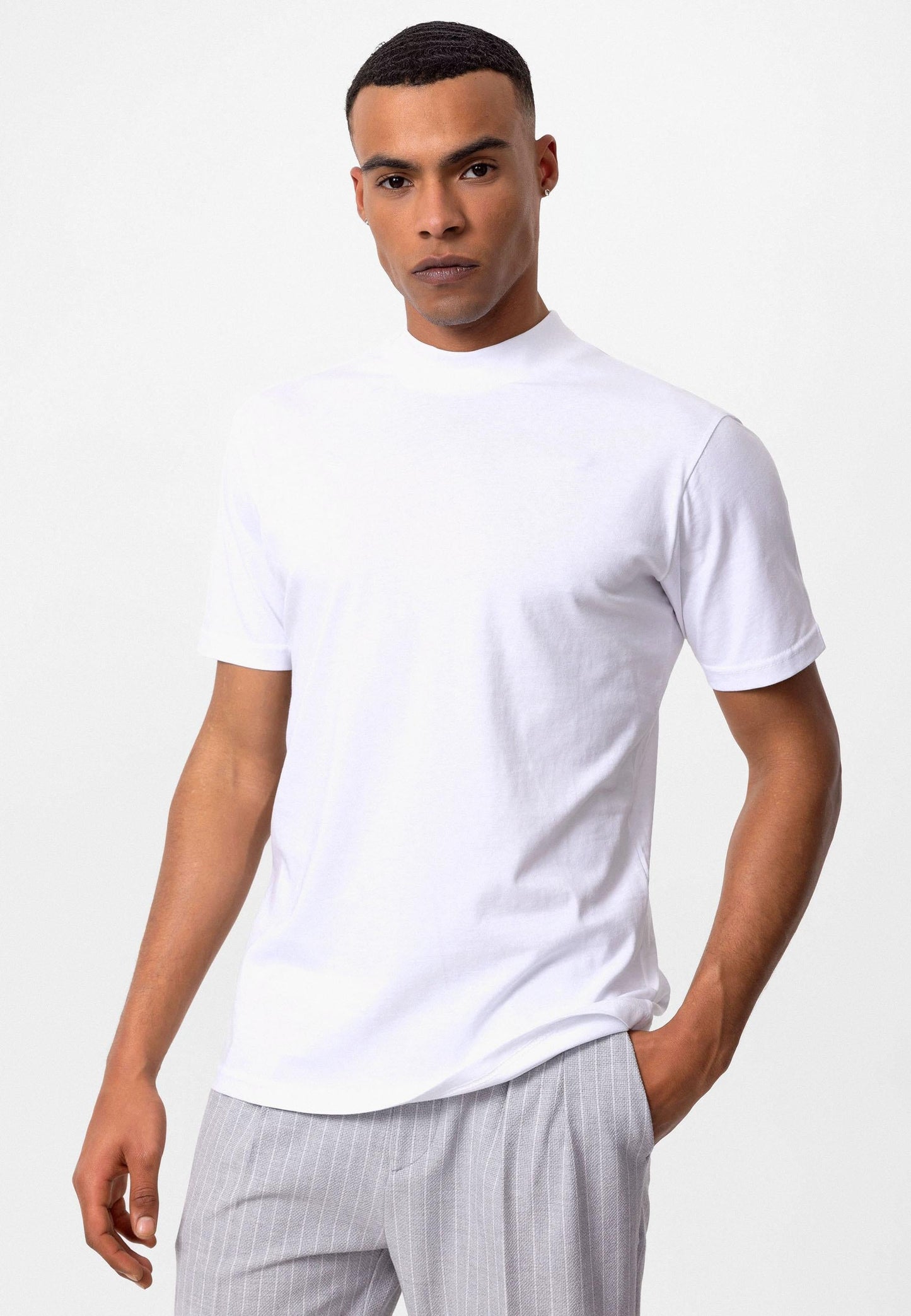 KOALA SYDNEY Men's White Slim Fit Basic T-Shirt