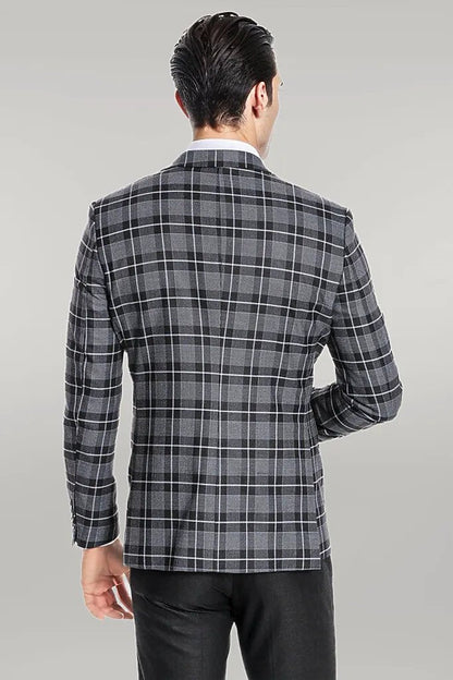KOALA SYDNEY Slim Fit Checked Black Men Suit