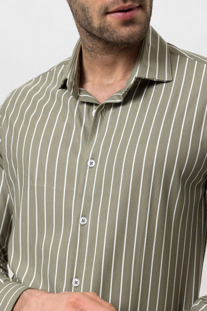KOALA SYDNEY Men's Khaki Contrast Striped Shirt