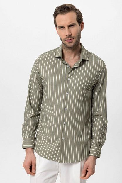 KOALA SYDNEY  Men's Khaki Contrast Striped Shirt -