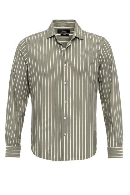 KOALA SYDNEY  Men's Khaki Contrast Striped Shirt -