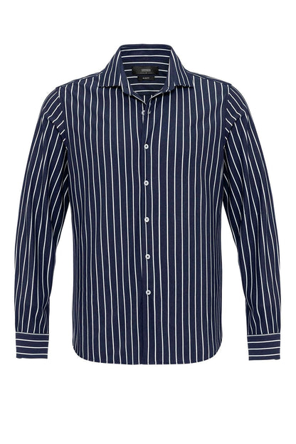KOALA SYDNEY  Men's Navy Blue Contrast Striped Shirt -