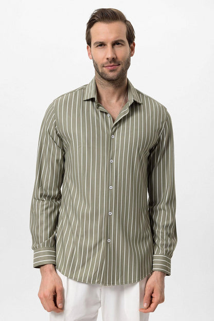 KOALA SYDNEY Men's Khaki Contrast Striped Shirt