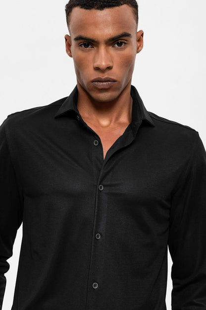 Men's Black Slim Fit Woven Shirt