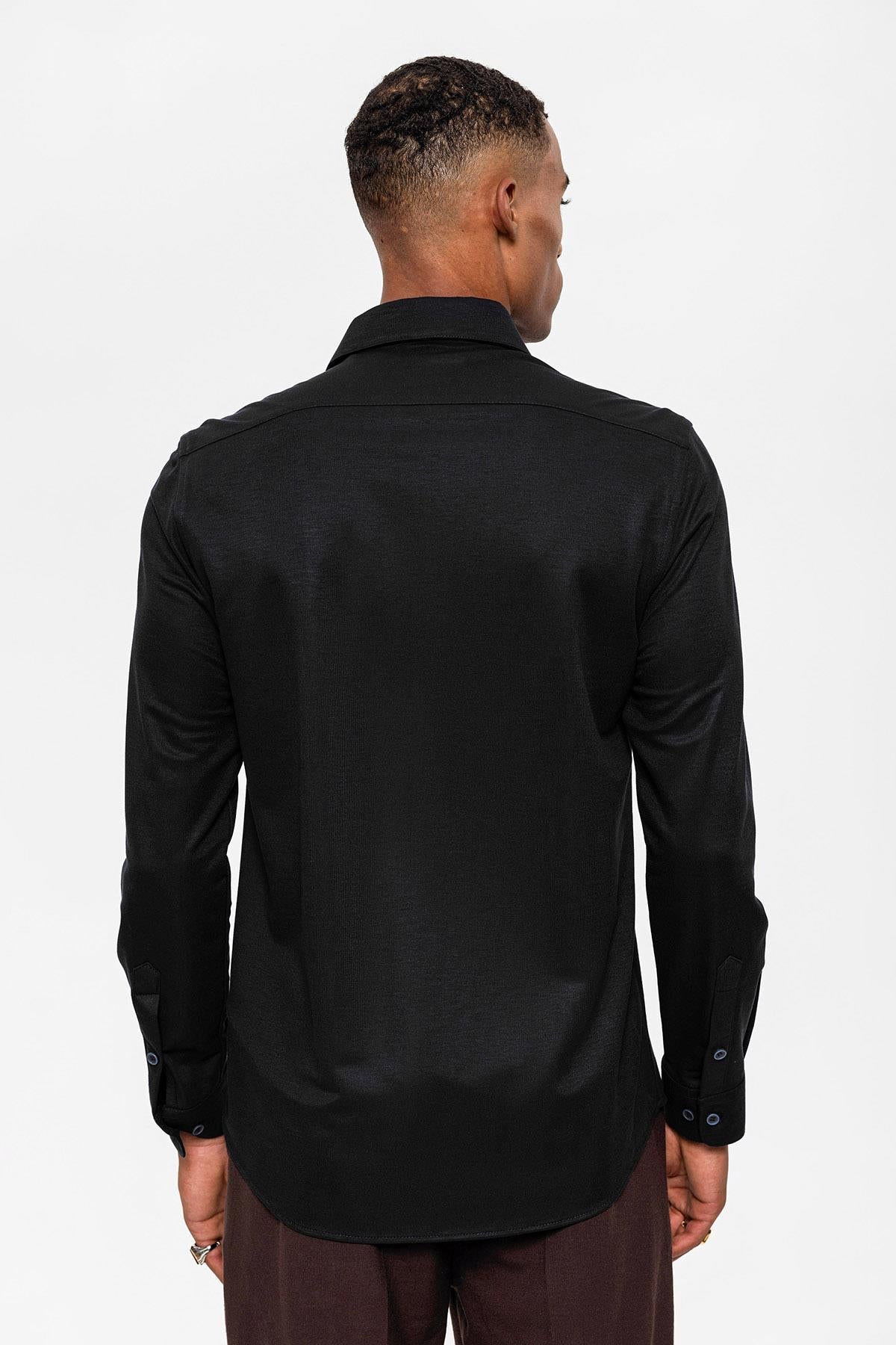 Men's Black Slim Fit Woven Shirt