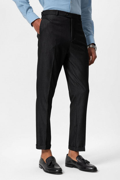 Men's Smoked Slim Fit Cuffed Pants
