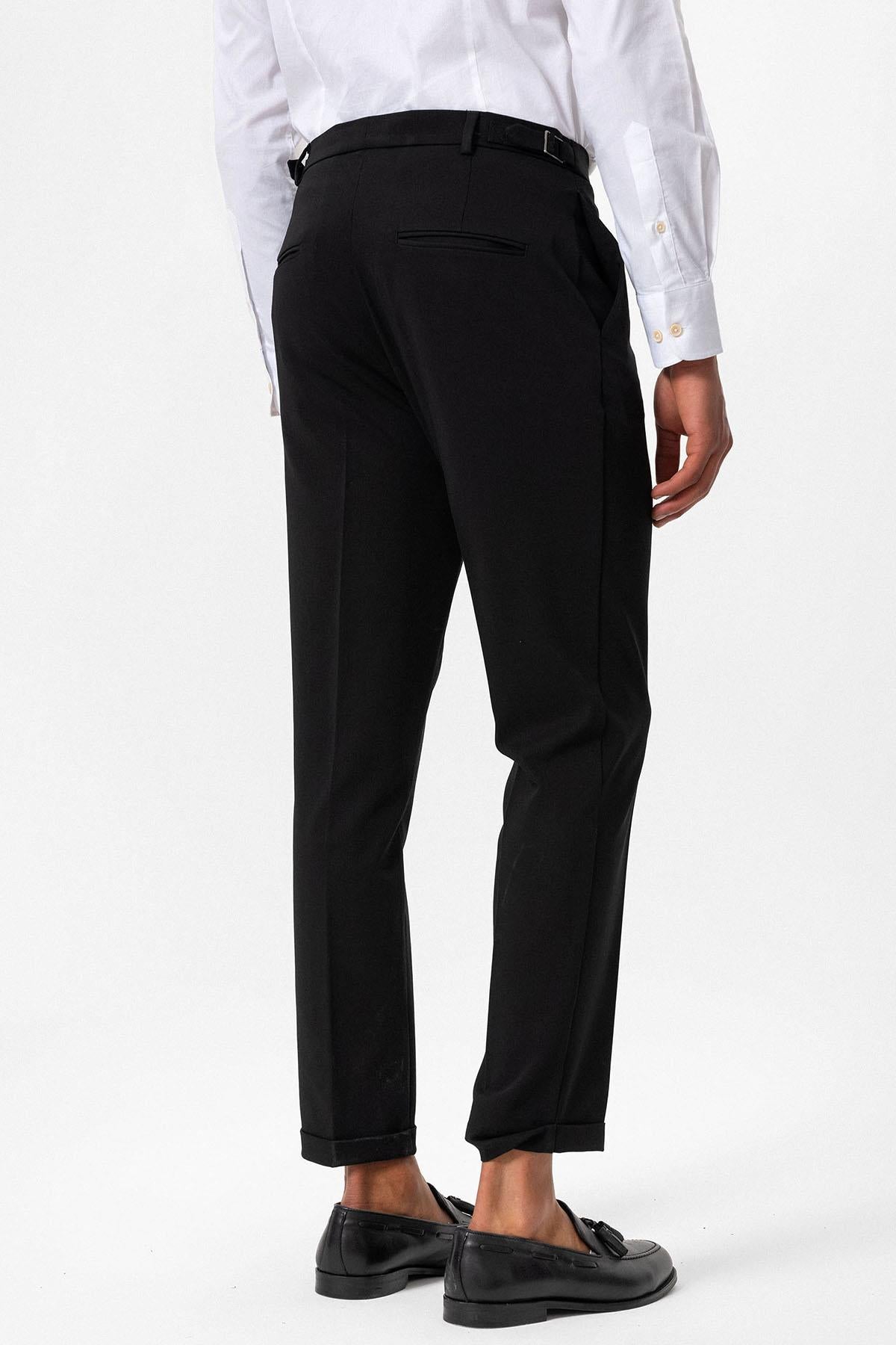 Men's Black Slim Fit Cuffed Pants
