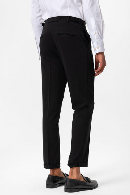 Men's Black Slim Fit Cuffed Pants