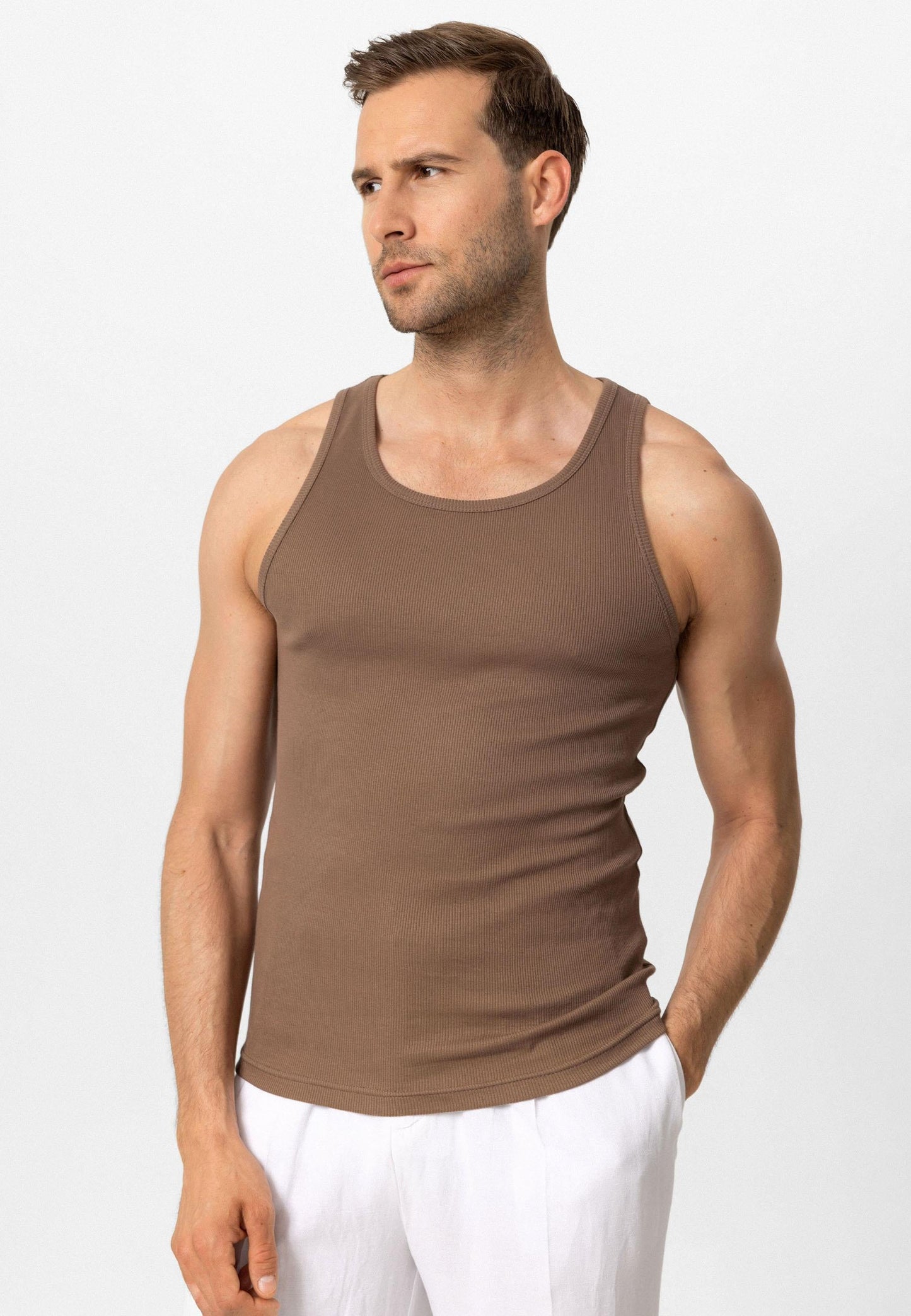 Men's Brown Slim Fit Male Athlete